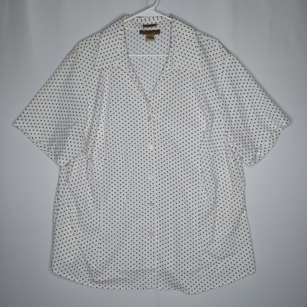 Notations Women Polka Dot Button Shirt Women‎ 3X White Black